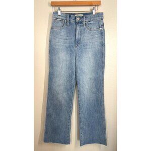 NWT Madewell Womens 11" High-Rise Flare Jeans Sz 28 Blue‎ Denim Raw Hem Wide Leg